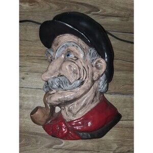 Vintage 10  inch Homemade Hand Painted Ceramic Old Fisherman with a Pipe